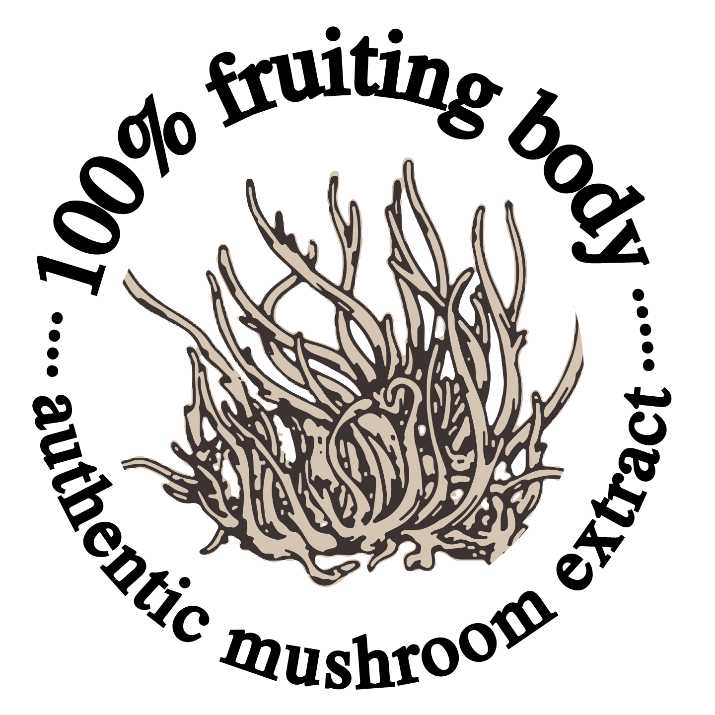 icon showing fruiting body cordyceps mushroom to indicate that roots apothecary only uses 100% fruiting body mushroom extracts in all products.