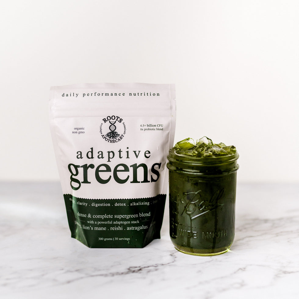 adaptive greens + cacao stack Roots Apothecary